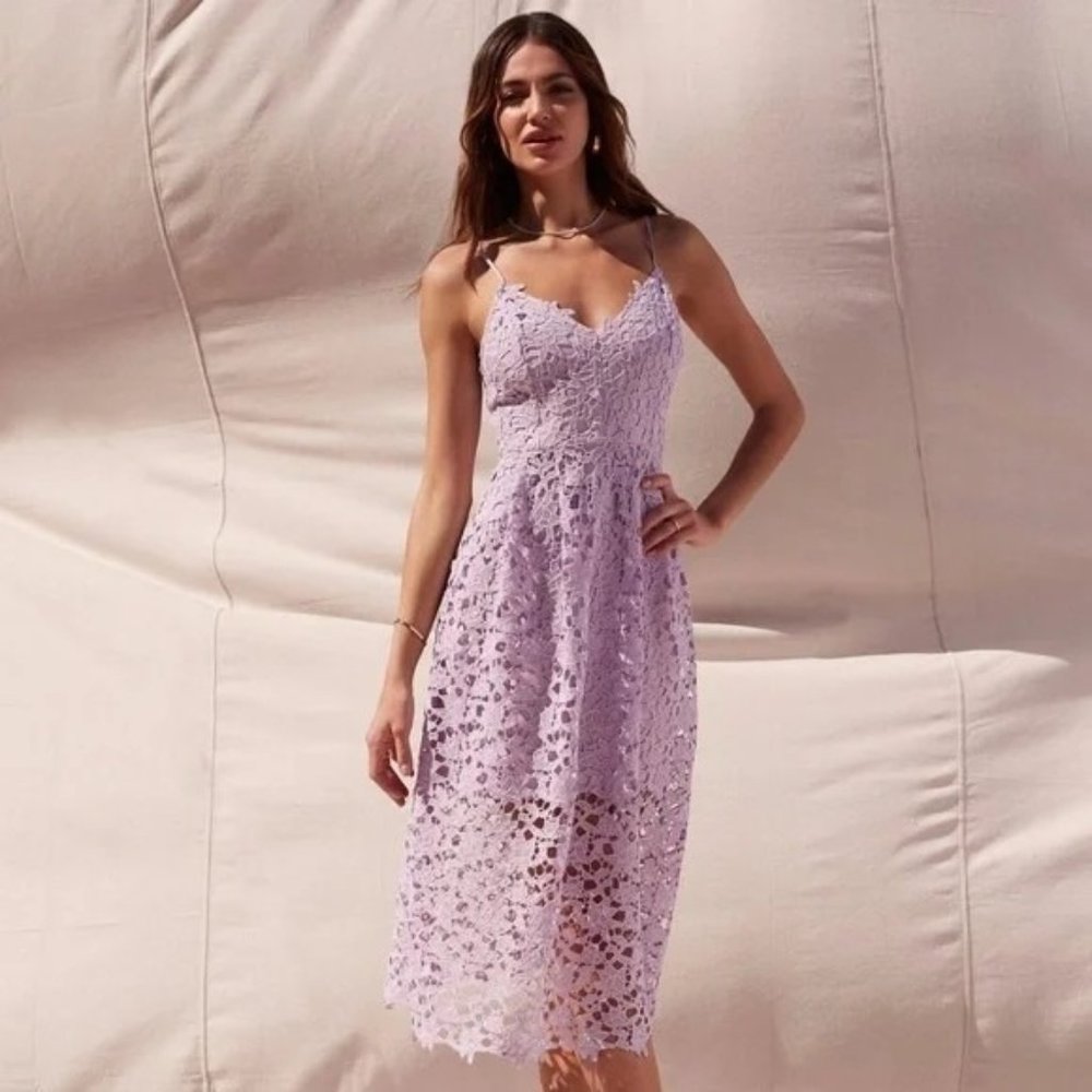 ASTR The Label Woman's XL Lilac Purple Lace Sleeveless Wedding Guest Dress